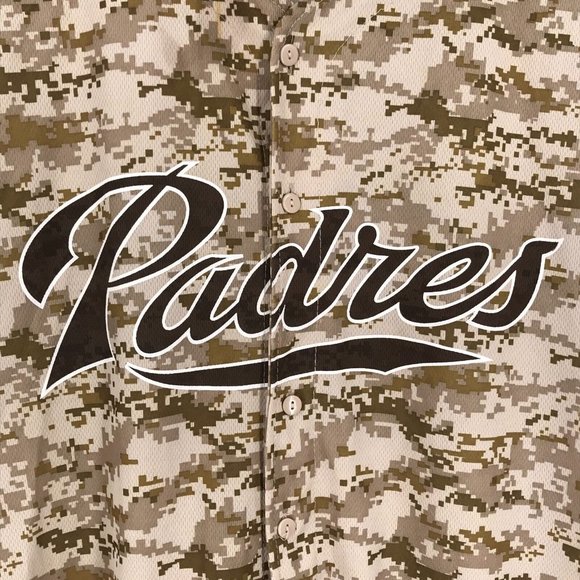 San Diego Padres Mens Shirt XL Kemp Short Sleeve Button Up Camo MLB Baseball - Picture 3 of 15